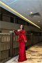 Flexible One-Piece Evening Dress with Velvet Fabric Shoulders
