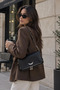 Sarel Double Strap Foldable Hand, Shoulder and Crossbody Bag Black