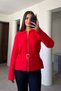 Premium Knitwear Cardigan with Waist Belt Detail - Red - 2