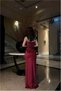 Velvet Detailed Strapless Evening Dress Stone Fabric Dress - 2