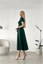 Women's Short Fabric Dress with Pockets and Long Crepe Sleeves - 3