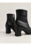 Amor Stitch Detailed Zippered Medium Size Thick Heeled Pointed Toe Women's Boots Bootie - 3