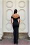 Thick Sequined Maxi Evening Dress with Collar and Long Sleeves - 3
