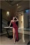 Velvet Detailed Strapless Evening Dress Stone Fabric Dress
