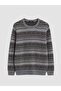 Ozmarka New Season Gray Crew Neck Patterned Men's Knitwear Sweater - 5