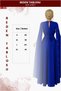Women's Cape Waist Detail Fabric Dress Collar Belted Round Crepe Pearl Sleeves - 3