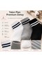 Unisex Striped Ankle Socks 12-Pack |   80% Cotton Seamless Toe, Black White Gray Casual Sportswear - 8