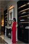 Crepe V Evening Dress with Straps Fabric Dress Collar - 3
