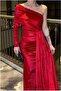 Satin Single Shoulder Maxi Evening Dress Fabric Dress - 4
