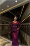 Velvet Detailed Evening Dress Stone Fabric Dress Collar Heart - 3