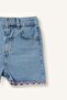 100% Cotton Embroidered Jean Light Blue Shorts Baby Girl H9573A526Hs - 3