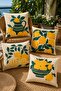Lemon Bowl Patterned 4-Piece Throw Pillow Cover Set