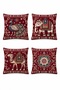 Embroidered Camel, Peacock and Elephant Patterned 4-Piece Throw Pillow Cover Set - 3