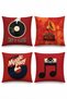 Cream Color Music and Record Patterned 4-Piece Throw Pillow Cover Set - 3