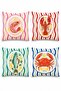 Colorful Sea Creatures Patterned 4-Piece Throw Pillow Cover Set - 4