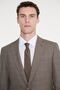 Men's Beige Wool Slim Fit Mono Collar Patterned Flexible Suit with Flap Pockets - 4