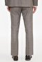 Men's Beige Wool Slim Fit Mono Collar Patterned Flexible Suit with Flap Pockets - 7