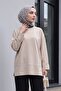 Crew Neck Slit Oversize Combed Cotton Tunic - Mink