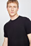 Men's Black Rayon Fabric Standard Fit Regular Cut Crew Neck Flexible T-Shirt - 4