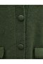 Double Pocket Half-Waisted Buttoned Casual Knitwear Cardigan -Khaki - 6