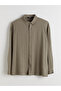 Khaki Comfortable Fit Textured Men's Shirt - 5