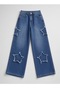 Vintage Blue Baggy Jeans with Star Patch