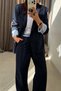 Jacket and Trousers Set with Slits on the Back, Dark Blue - 2