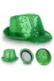 Green Sequined Disco Party Hat Adult Glittery Fedora Model