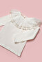 White Glitter Detailed Tulle Collar Long Sleeve Girls' Blouse - Serena - 4