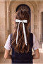 Satin Bow with Thin Ribbon Bow Buckle White