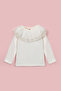 White Glitter Detailed Tulle Collar Long Sleeve Girls' Blouse - Serena - 2