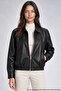 Women's Black Fur Collared Comfortable Fit Leather Jacket - 3