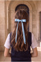 Satin Bow with Thin Ribbon Bow Buckle Blue