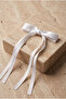 Satin Bow with Thin Ribbon Bow Buckle White - 2