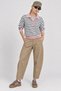 Striped Polo Collar Oversize Knitwear Sweater Lki̇0056 Ecru Pink