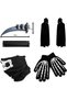Kids Adult Death Scary Halloween Costumes, Black Halloween Grim-Reaper Costume Set, Velvet Hooded Cape Skull Face Mask Skeleton Hand Gloves Prop for Men Women - 5