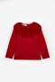 Red Glitter Detailed Tulle Collared Long Sleeve Girls' Blouse - Serena - 2