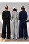 Women's Winter Cotton Lined 3-Piece Sweatpants Set Black Gray Navy Blue - 2