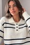 Women's Shirt Collar Button Detailed Hair Braided Sweater - 3