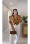 Sidose Camel Padded Zippered Crop Jacket - 4