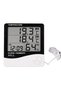 مقياس حرارة ورطوبة رقمي LCD طراز HTC-2 مع ساعة ومحطة طقس - 3