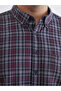 Esvab • Modern & Distinctive Large Size Standard Fit Long Sleeve Checkered Embroidered Gabardine Men's Shirt - 4