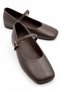 Lily Women's Brown Height-Increasing Flat Toe Buckle Single Strap Ballerina Shoes 4cm Height-Increasing