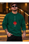 Men's Japanese Style Vertical Calligraphy Crew Neck Casual Regular Fit Sweatshirt
