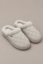 Women's Beige Quilted Fur Lined Winter House Slippers – Casual Comfortable Slippers - 3