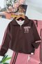 Sequin Bow Detailed Striped Girls' 3-Piece Tracksuit Set - Brown - 2