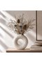 Rae Ceramic Ribbed Donut Vase 19.2x7.5x20.4cm - White