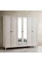 Arceline 6 Doors Wardrobe With Mirror - Light Grey