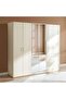Kirby 6 Door Wardrobe With Mirror - Beige