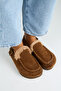 Alba Fur Women's Leather Laceless Tan Sabo Slippers - 5